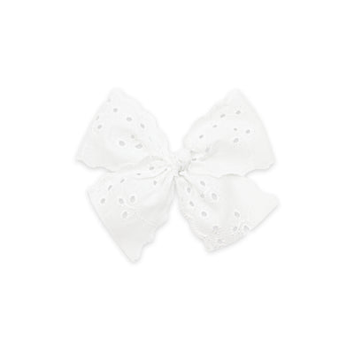 Lace Bow - White Daisy Eyelet Clip