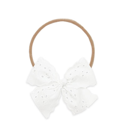 Lace Bow - White Daisy Eyelet Headband