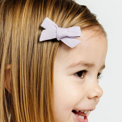 Linen Bow - Lavender Clip