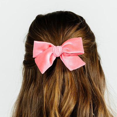 Velvet - Melon Pink Bow Clip