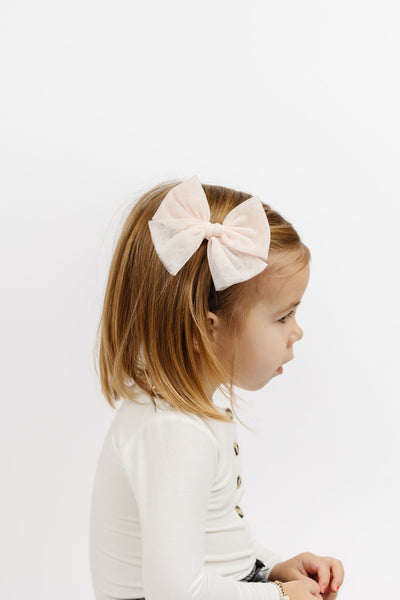 Tulle Bow 3 Pack: Blush Clips