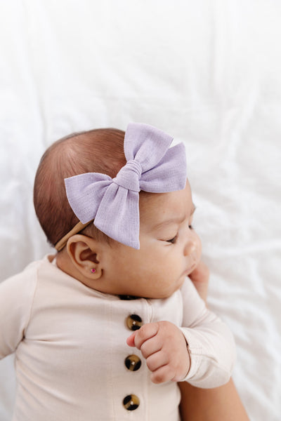 Linen Bow - Lavender Headband