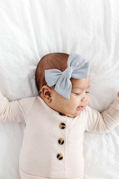 Linen Bow - Dove Headband