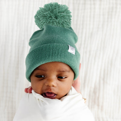 Beanie with Pom - Jade Green