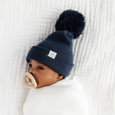 Beanie with Pom - Navy