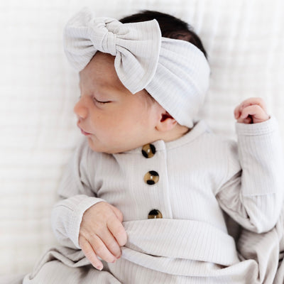 Adrian Ribbed Newborn Headband Bundle (Gown)