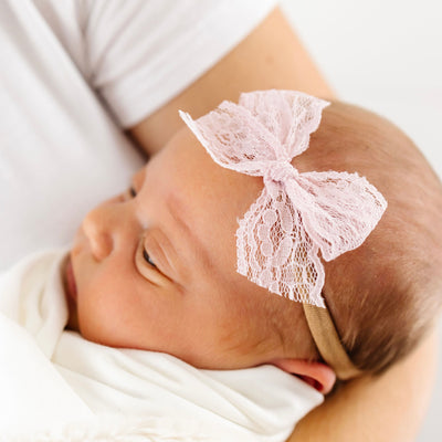 Lace Bow - Candy Pink Headband