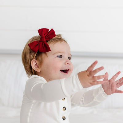 Linen Bow - Cranberry Headband