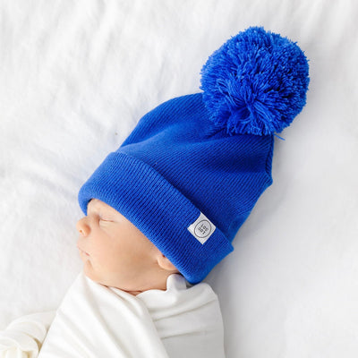 Beanie with Pom - Cobalt Blue