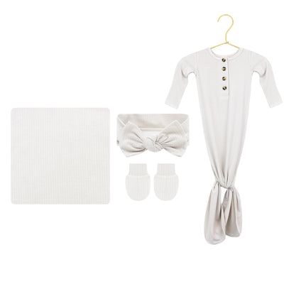 Adrian Ribbed Newborn Headband Bundle (Gown)