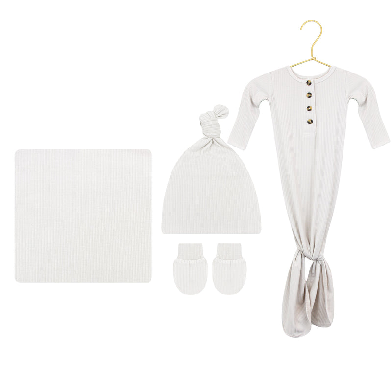 Adrian Ribbed Newborn Hat Bundle (Gown)