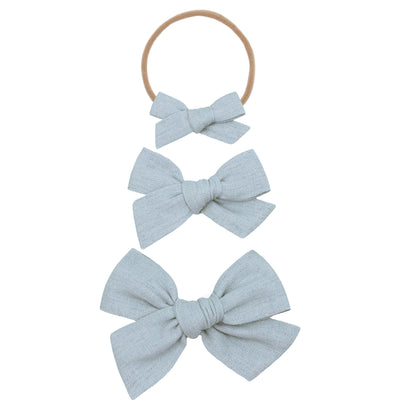 Linen Bow - Dove Headband