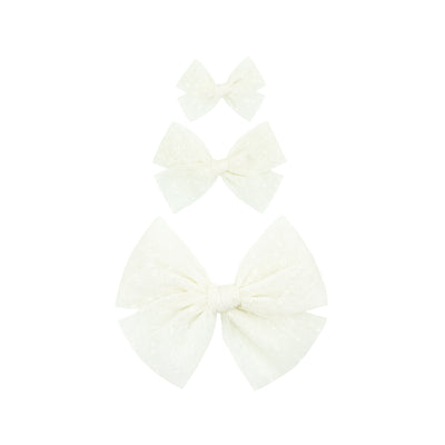 Tulle Bow - Ivory Dot Clip