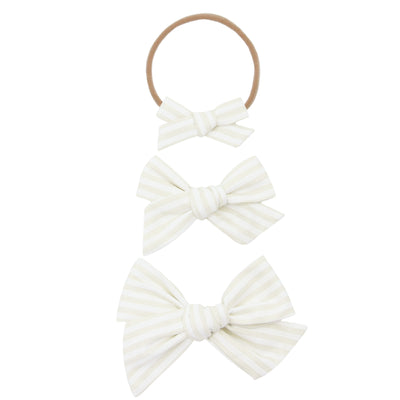 Cotton Bow - Ivory Stripe Headband