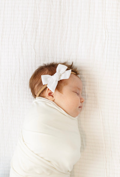 Linen Bow - White Headband