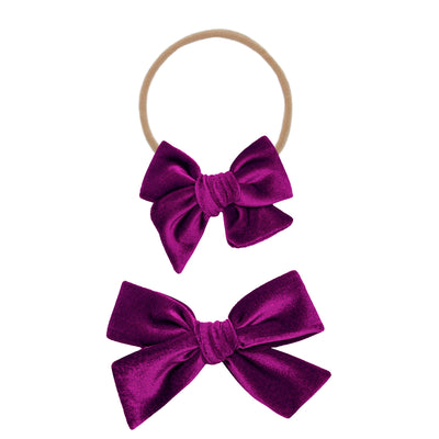 Velvet - Magenta Bow Headband