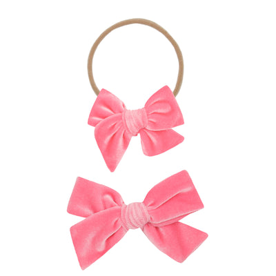 Velvet - Melon Pink Bow Headband