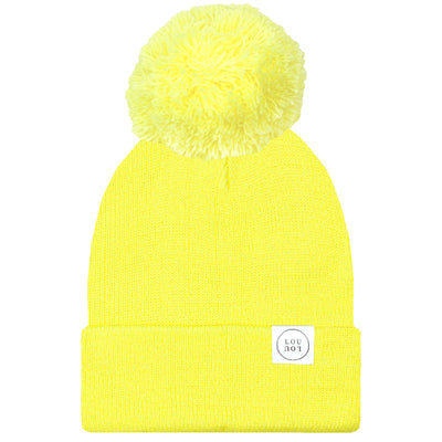 Beanie with Pom - Neon Yellow