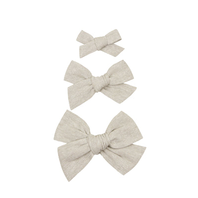 Linen Bow - Oatmeal Chambray Clip