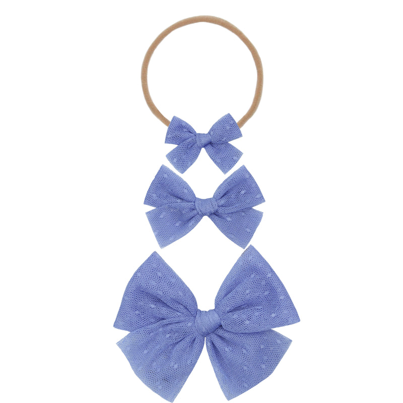 Tulle Bow - Periwinkle Dot Headband