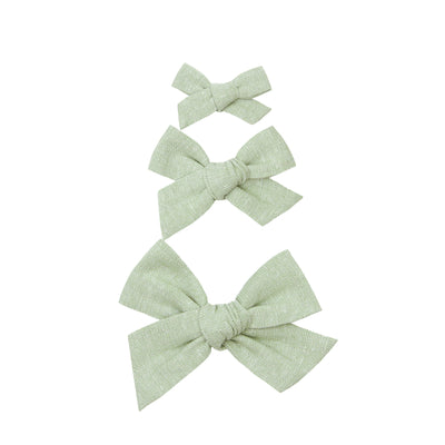 Linen Bow - Sage Clip