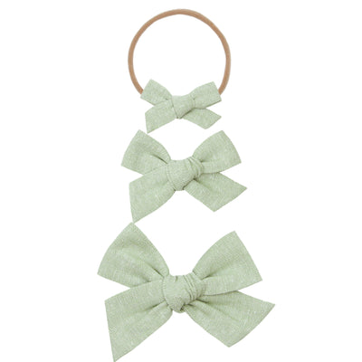 Linen Bow - Sage Headband