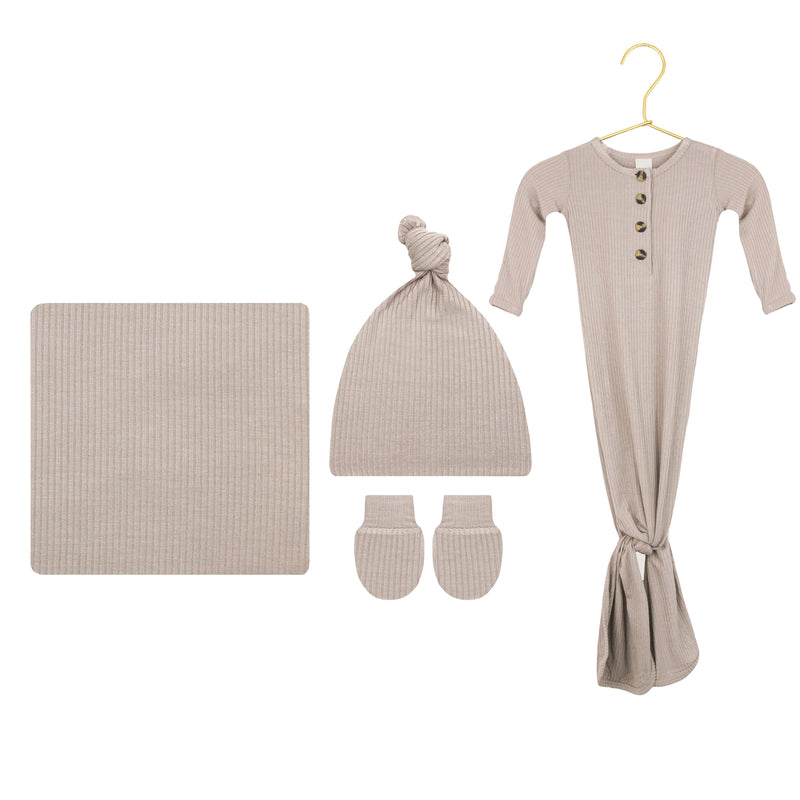 Shiloh Ribbed Newborn Hat Bundle (Gown)