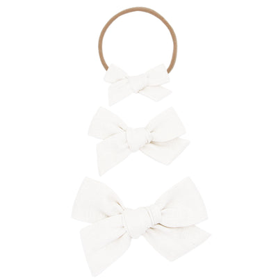 Linen Bow - White Headband