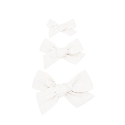 Linen Bow - White Clip