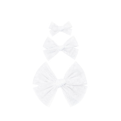 Tulle Bow - White Clip