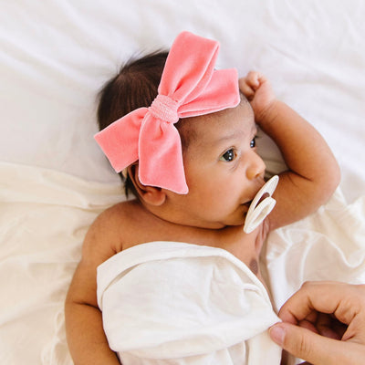 Velvet - Melon Pink Bow Headband